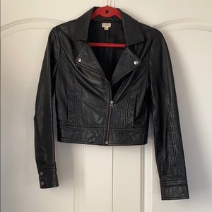 Frenchi black 100% real leather moto jacket